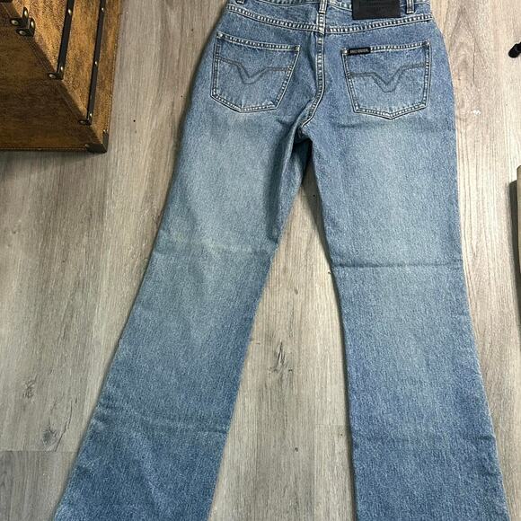 Vintage Harley-Davidson Blue Snap Flare Jeans – Size 4 (26/27) - Picture 7 of 8